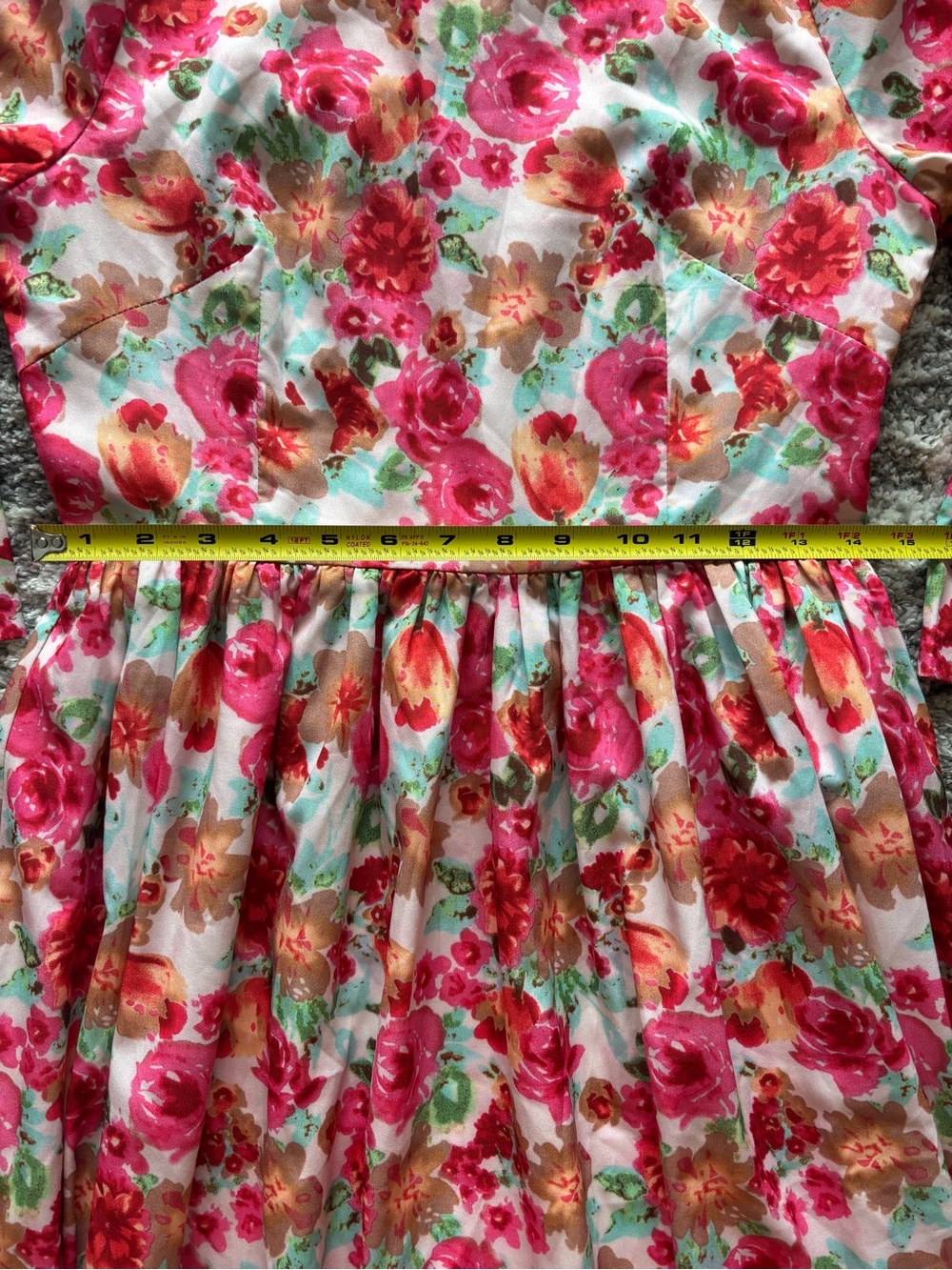 Dainty Jewells Floral Flowy 3/4-Sleeve Ruffle Neck Midi Dress - Pink Multi S - Picture 5 of 10